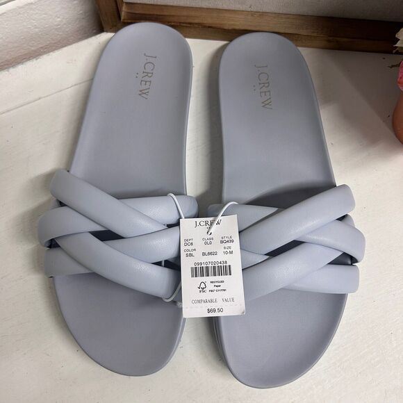 J Crew Women's Size 10 Blue Criss Cross Slides Slip On Sandals New With TAGS - Picture 2 of 8